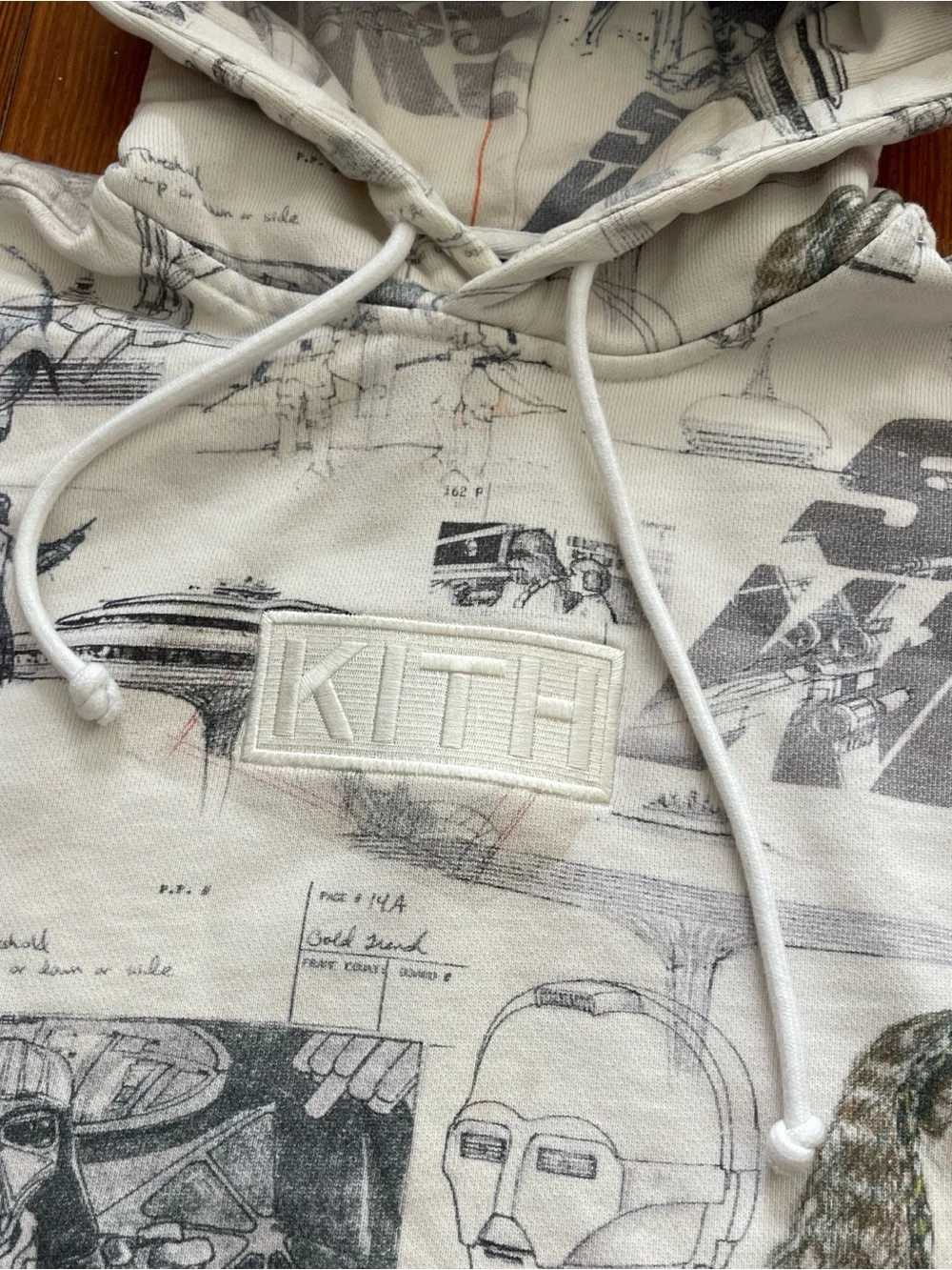 KITH x Star Wars Sketches Hoodie in White Box Logo Drawing Art Sweatshirt